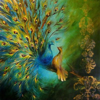 What do the peacocks and the birds symbolize in the silk painting above? And why do they seem to whisper secrets to the moon?